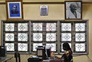 Woman in telegraph office